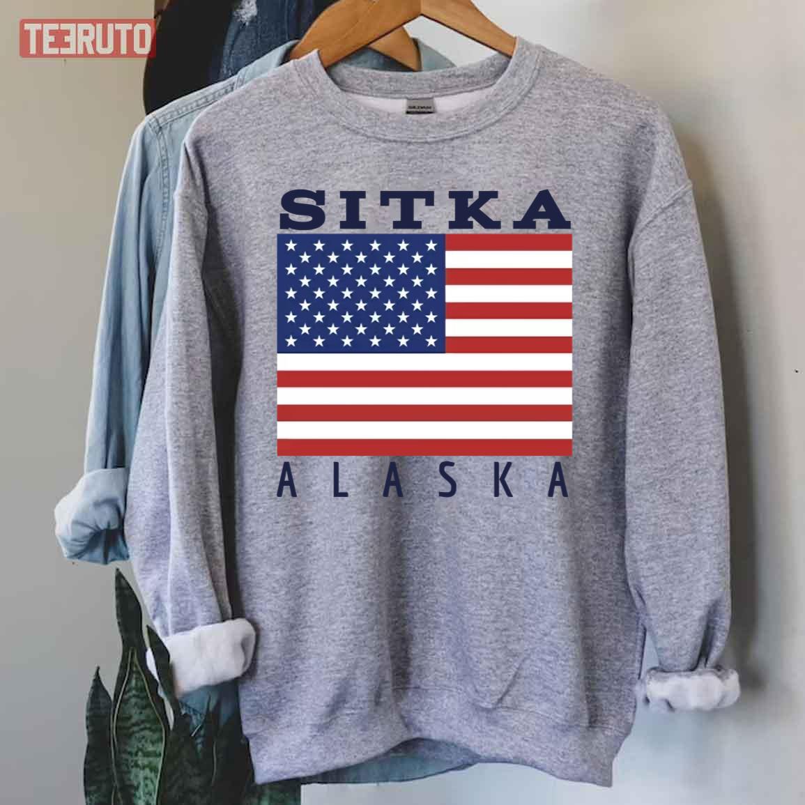 Sitka Alaska Usa Flag Unisex Sweatshirt