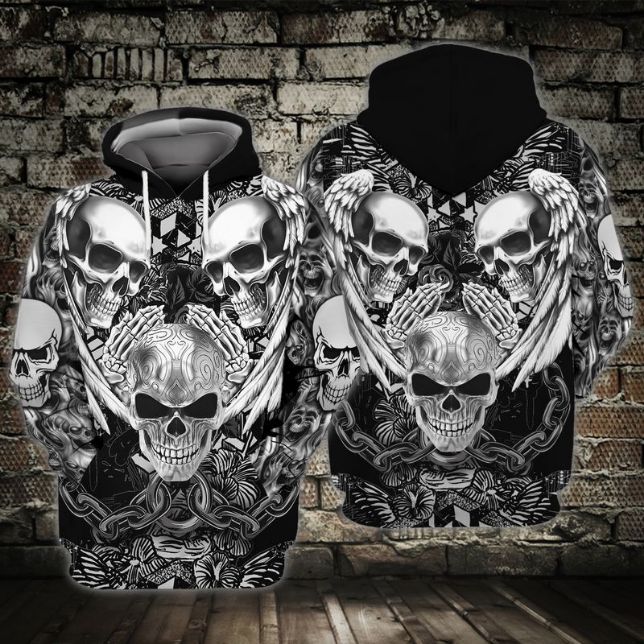 Skull 3 3d Zip Hoodie