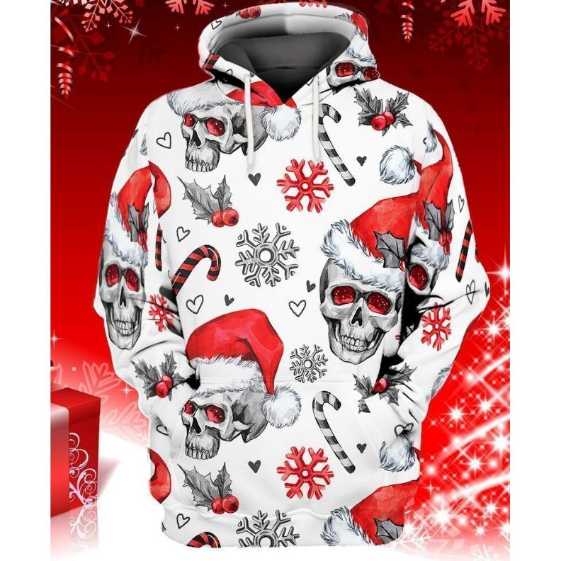 Skull Christmas 3d Zip Hoodie