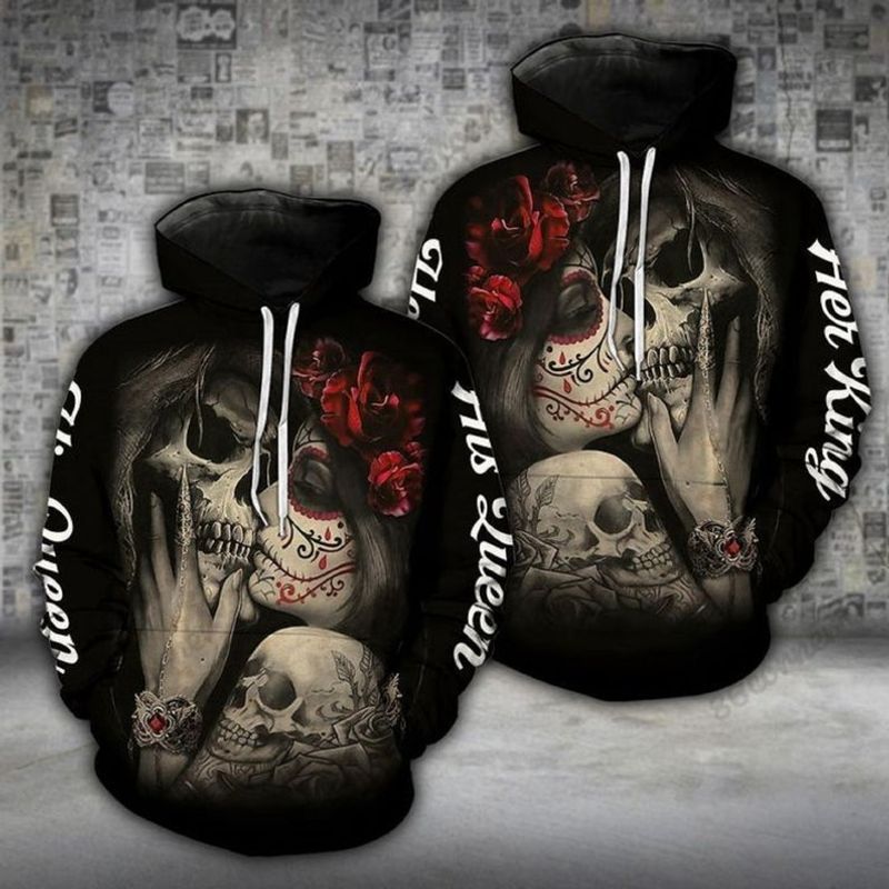 Skull Couple Kissing 3d Zip Hoodie