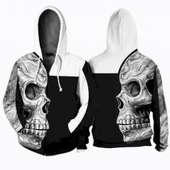 Skull Creepy Style Full 3d Zip Hoodie