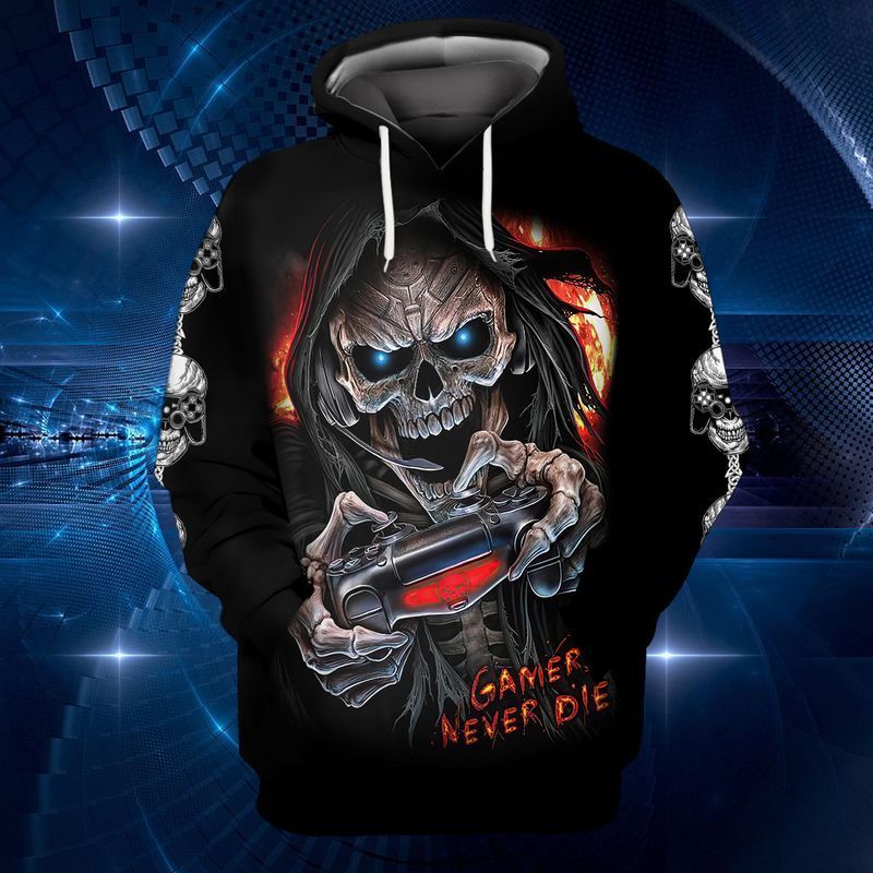 Skull Death Game Never Die 3d Zip Hoodie