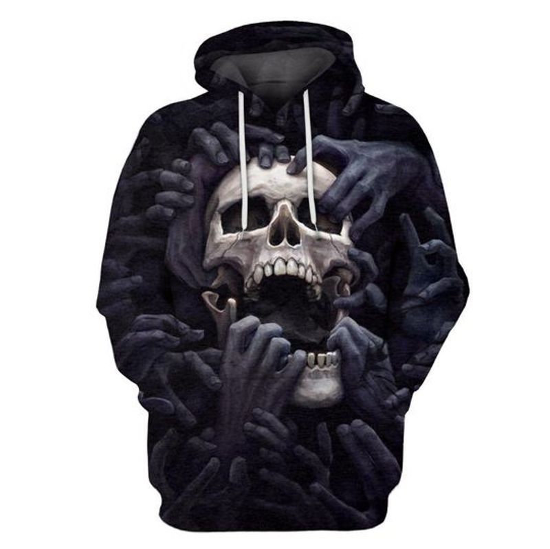 Skull Hand Over Print 3d Zip Hoodie