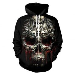 Skull Limited Over Print 3d Zip Hoodie