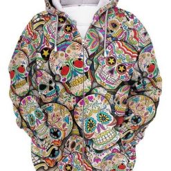 Skull Tattoos Zip 3d T Shirt Zip Bomber Hoodie