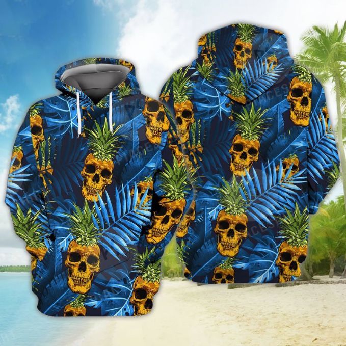 Skulls Pineapple 3d Zip Hoodie