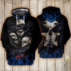 Skulls See No Hear No Speak No 3d Zip Hoodie