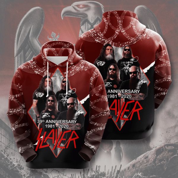 Slayer 39th Anniversary 1981 2020 Signature Design Gift For Fan Custom 3d All Over Printed Hoodie