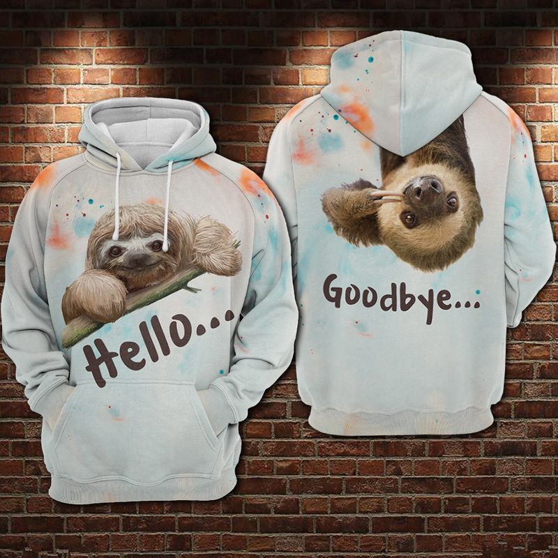 Sloth Shirt Hello And Goodbye Over Print 3d Zip Hoodie