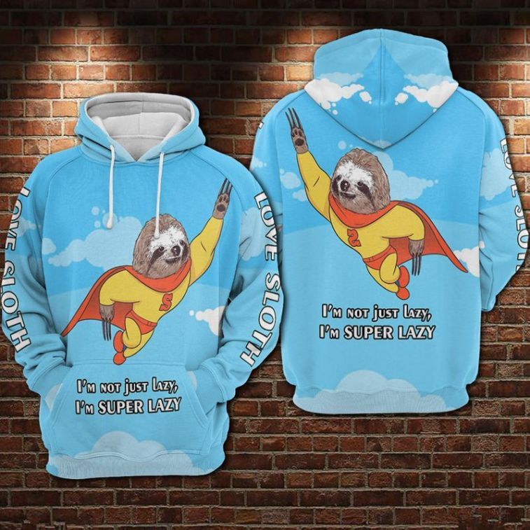 Sloth Shirt Super Lazy Over Print 3d Zip Hoodie