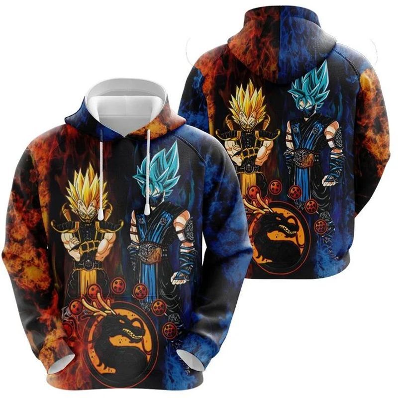 Son Goku Sub Zero Vegeta Scorpion Over Print 3d Zip Hoodie