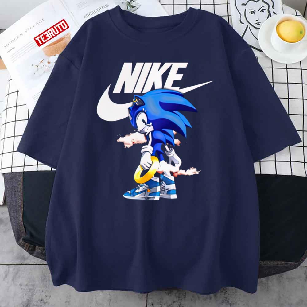 Sonic Nike Air Jordan 1 Blue Off White Unisex T-Shirt