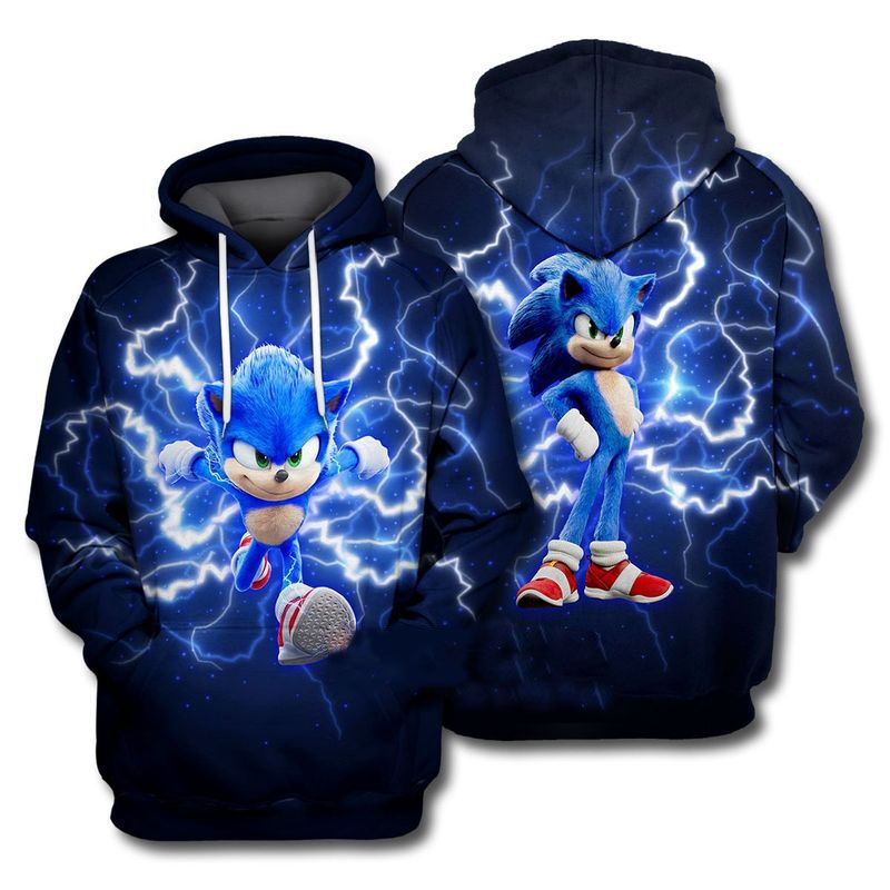 Sonic The Hedgehog Lightning Fast Over Print 3d Zip Hoodie