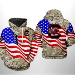 South Carolina Gamecocks NCAA US Flag Camo Veteran 3D Printed Hoodie