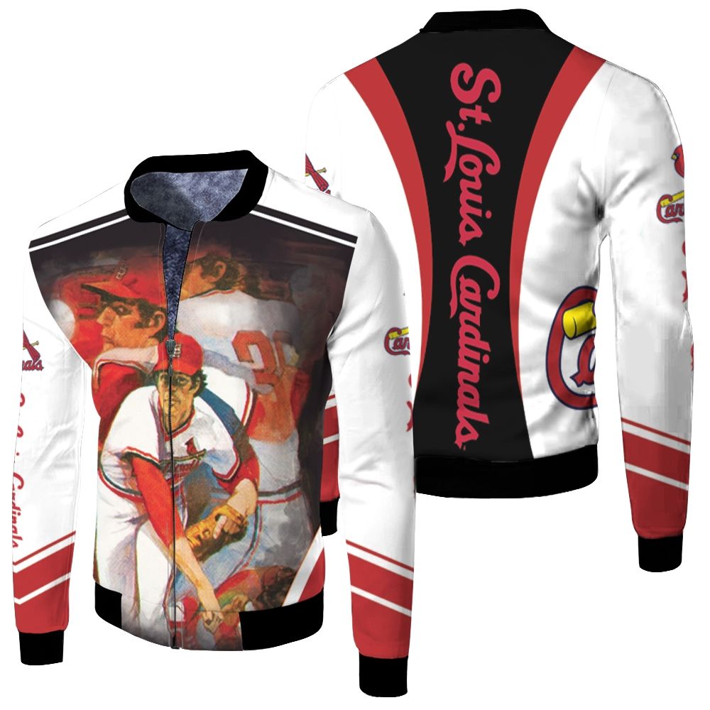 St Louis Cardinals 1980 Legend Players Oil Paint Style Fleece Bomber Jacket