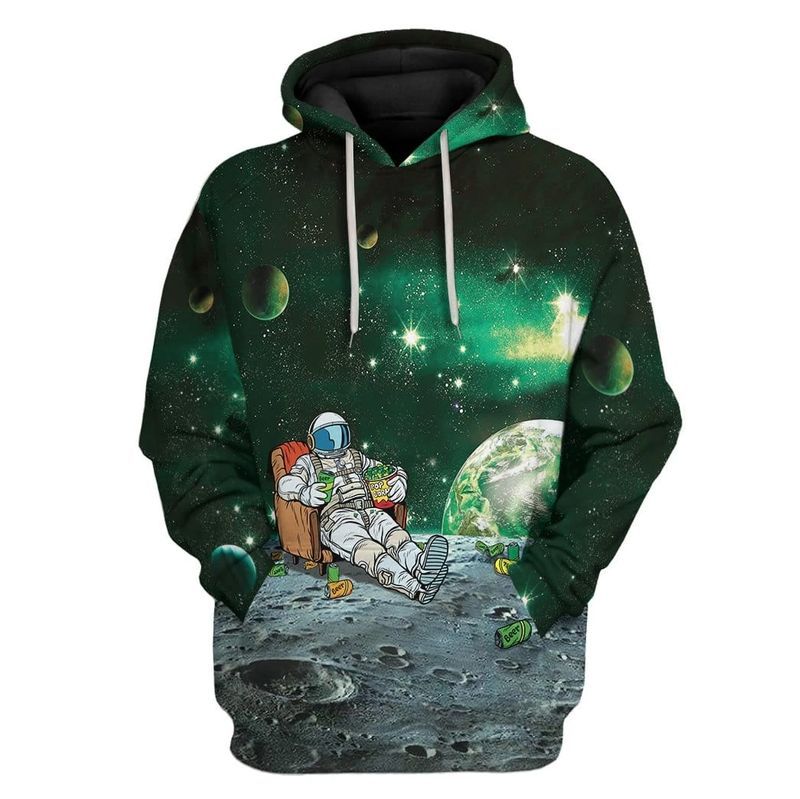 St Patricks Day Astronaut Drinking Beer Over Print 3d Zip Hoodie