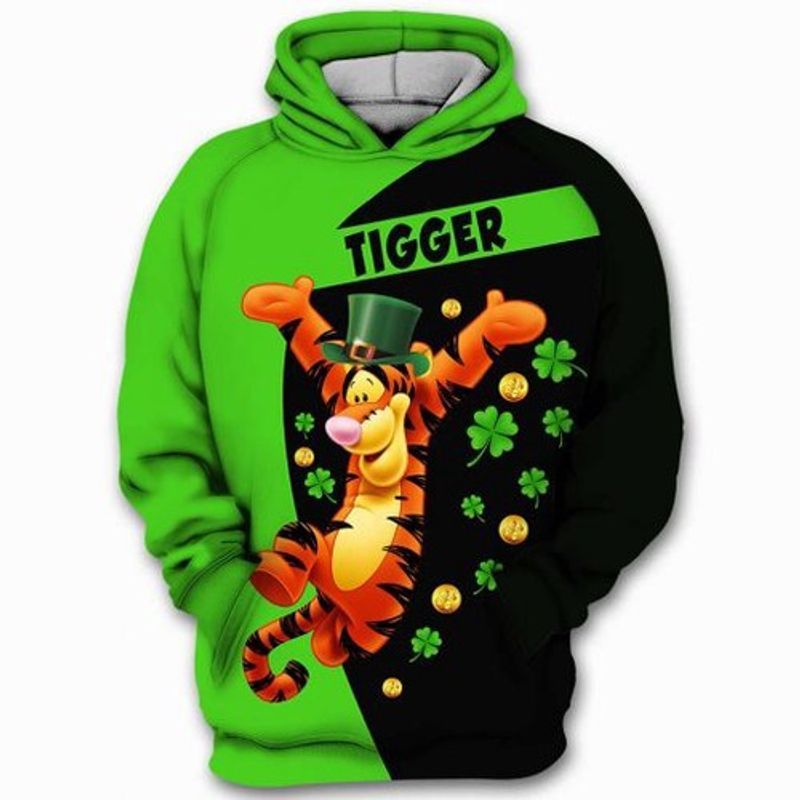 St Patricks Day Irish Tigger Winnie The Pooh Green Black 3d 2 Hoodie