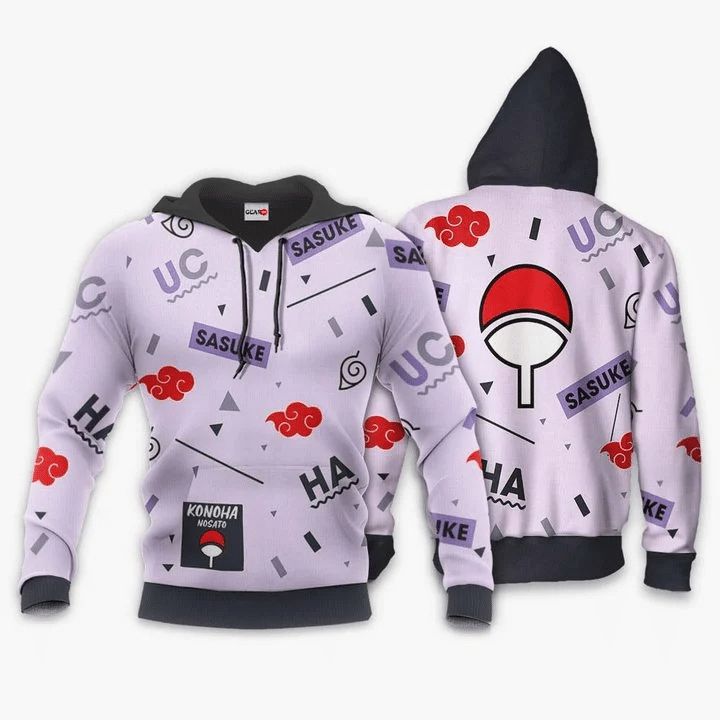 Symbols Komoha Nosato Uchiha Sasuke Anime Manga Naruto 3d T Shirt Zip Bomber Hoodie