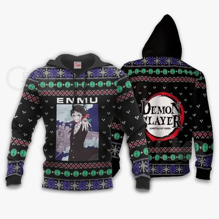 Tamio Enmu Ugly Christmas Demon Slayer Anime Manga 3d Zip Hoodie