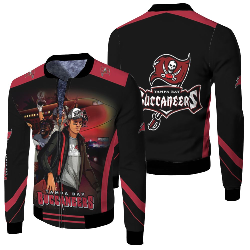 Tampa Bay Buccaneers Funny Cartoon Animation For Fan 3d Printed Fleece Bomber Jacket