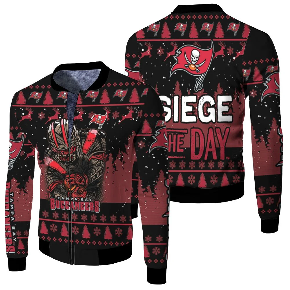 Tampa Bay Buccaneers Siege The Day Christmas Pattern For Fan 3d Printed Fleece Bomber Jacket