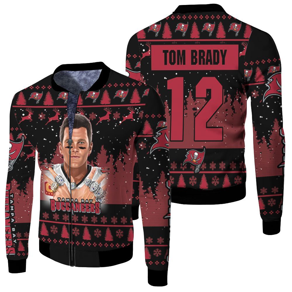 Tampa Bay Buccaneers Tom Brady Legend 12 Snow Pattern 3d Printed Fleece Bomber Jacket