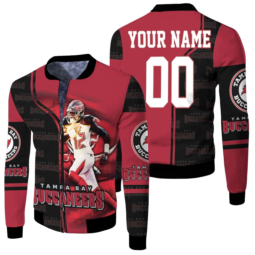 Tampa Bay Buccaneers Tom Brady Running 12 Legend For Fans Personalized Fleece Bomber Jacket