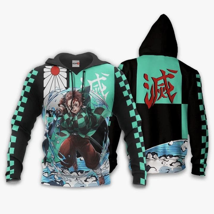 Tanjiro Anime Manga Demon Slayer Water Breathing 3d Zip Hoodie