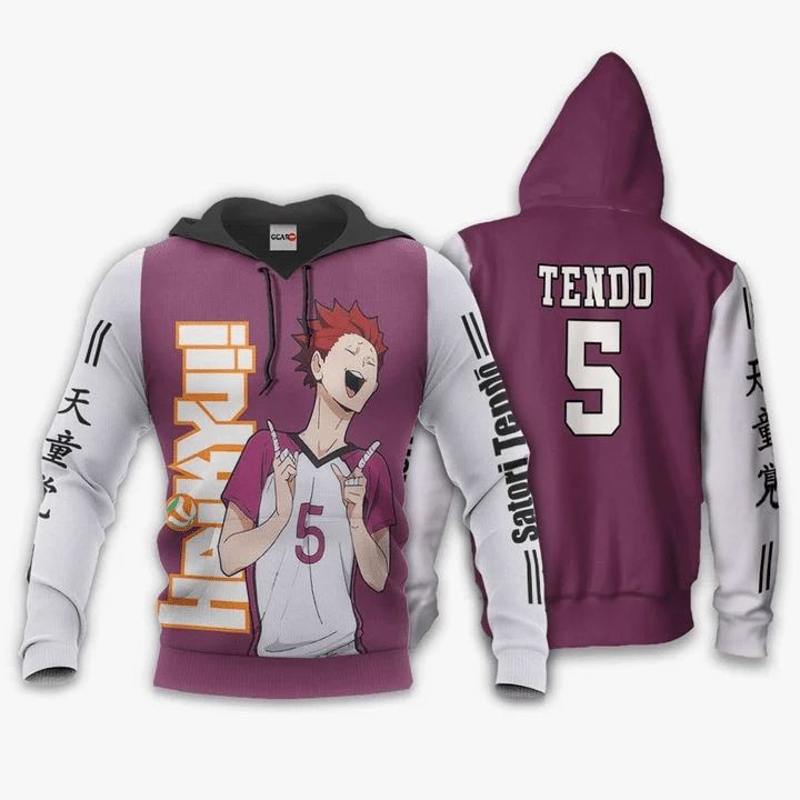 Tendo Shiratorizawa Satori Anime Manga Haikyuu 3d T Shirt Zip Bomber Hoodie