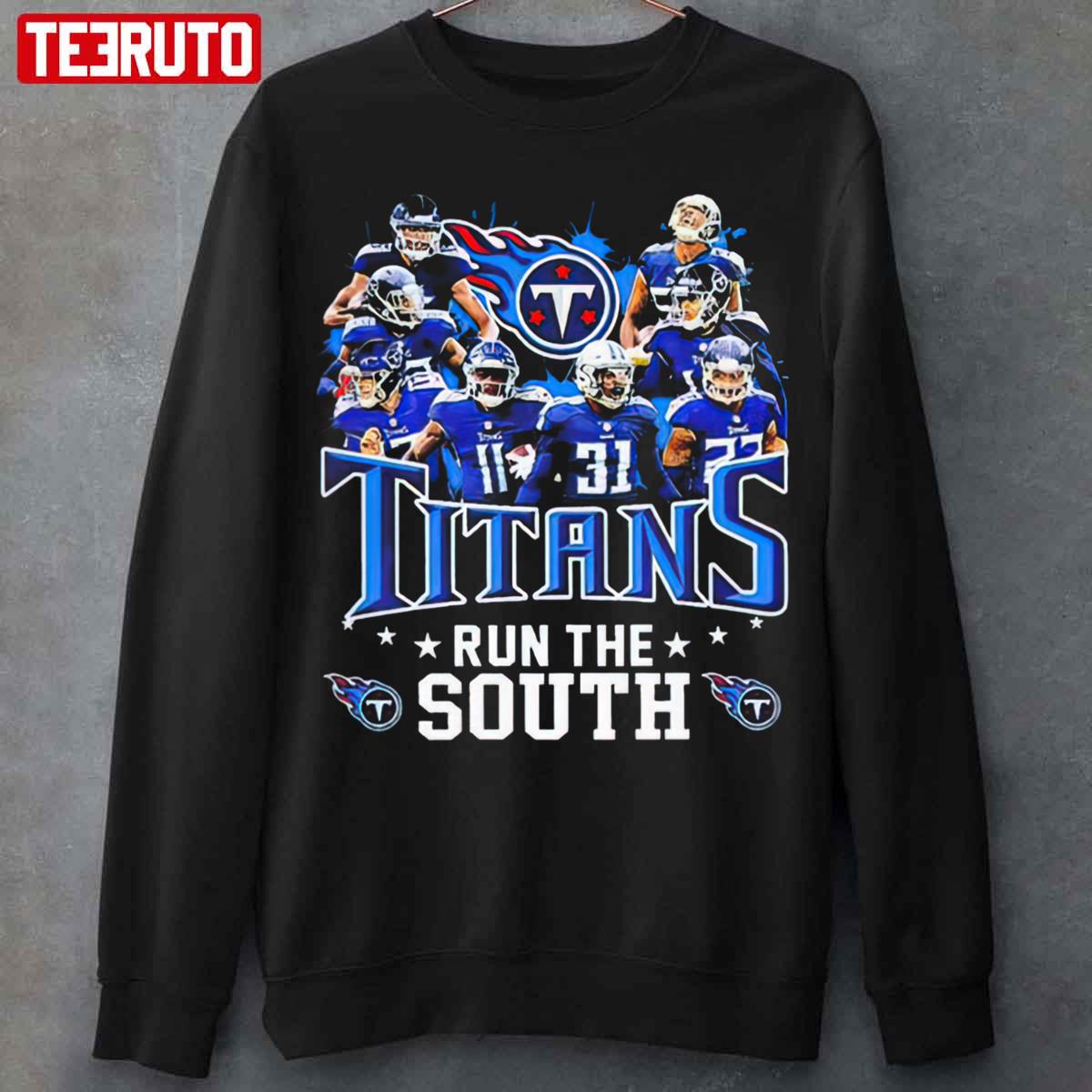 Premium tennessee titans run the south 2021 2022 conference championships  t-shirt, hoodie, sweater, long sleeve and tank top