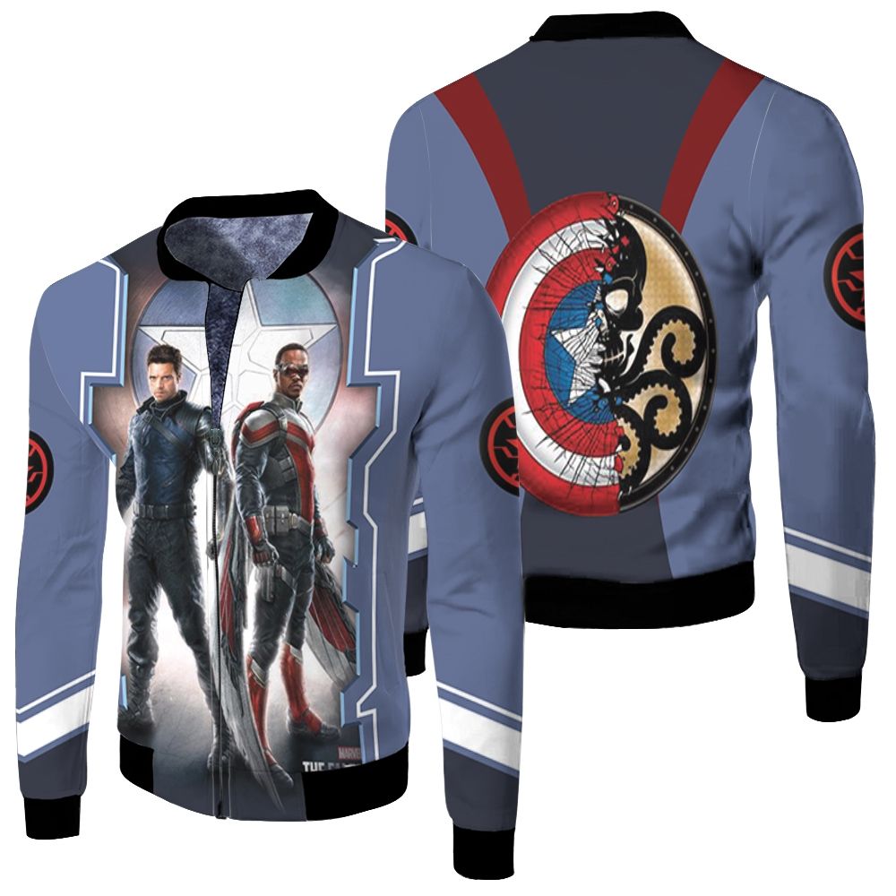 The Falcon And The Winter Soldier Fight Side By Side Fleece Bomber Jacket
