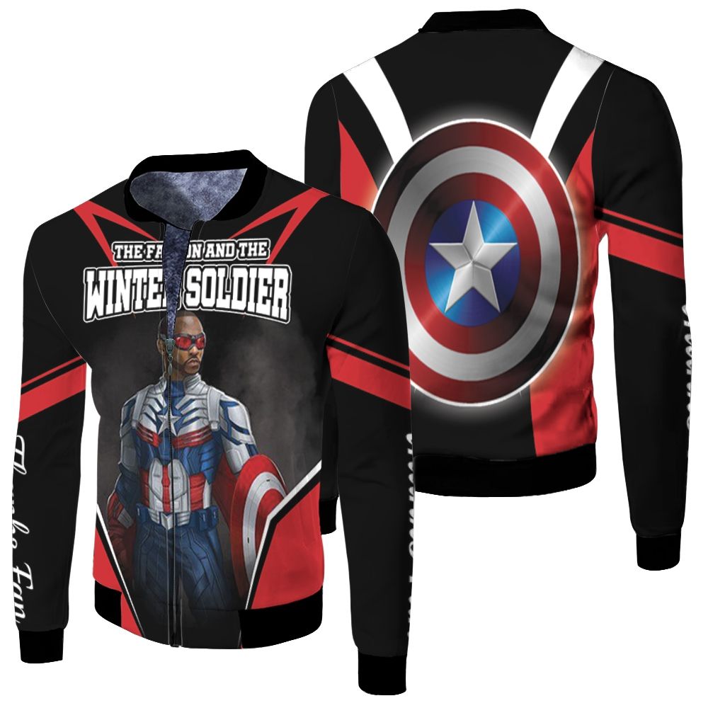 The Falcon New Captain America Wielding Shield Fleece Bomber Jacket