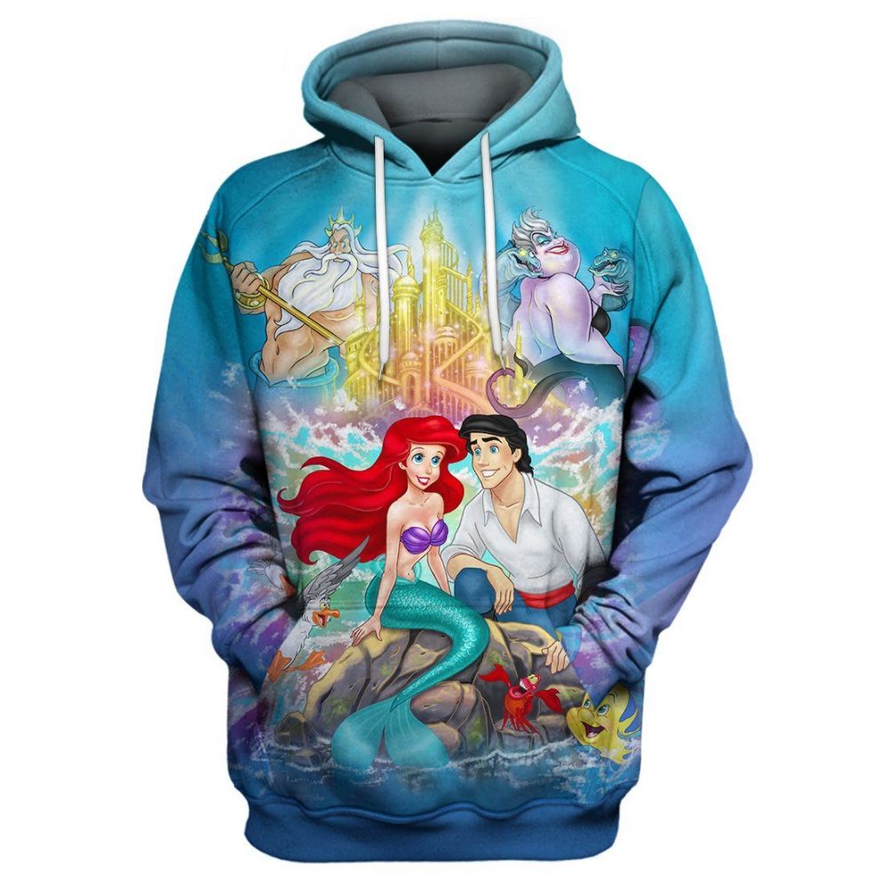 The Little Mermaid Cartoon 3d Zip Hoodie