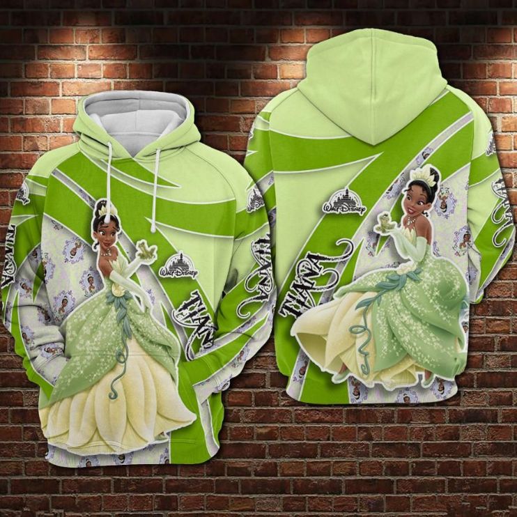 Tiana Cartoon The Princess And The Frog Over Print 3d Zip Hoodie