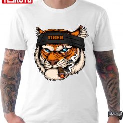 Tiger Head Wearing Bandana While Smoking Unisex T-Shirt