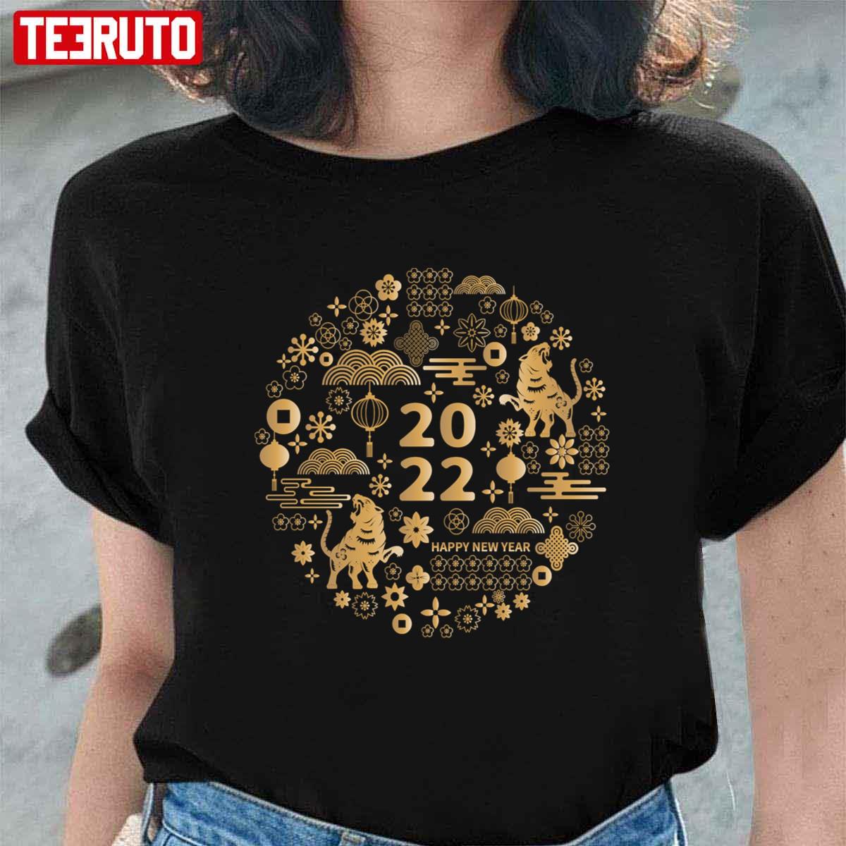 Tiger Year 2022 With Flowers Unisex T-Shirt