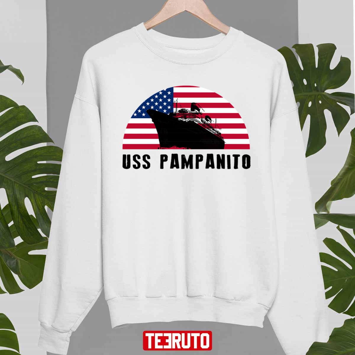 Uss Pampanito With Usa Flag Unisex Sweatshirt