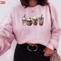 Valentine Coffee Pink Heart Cute Love Unisex Sweatshirt Unisex T-Shirt