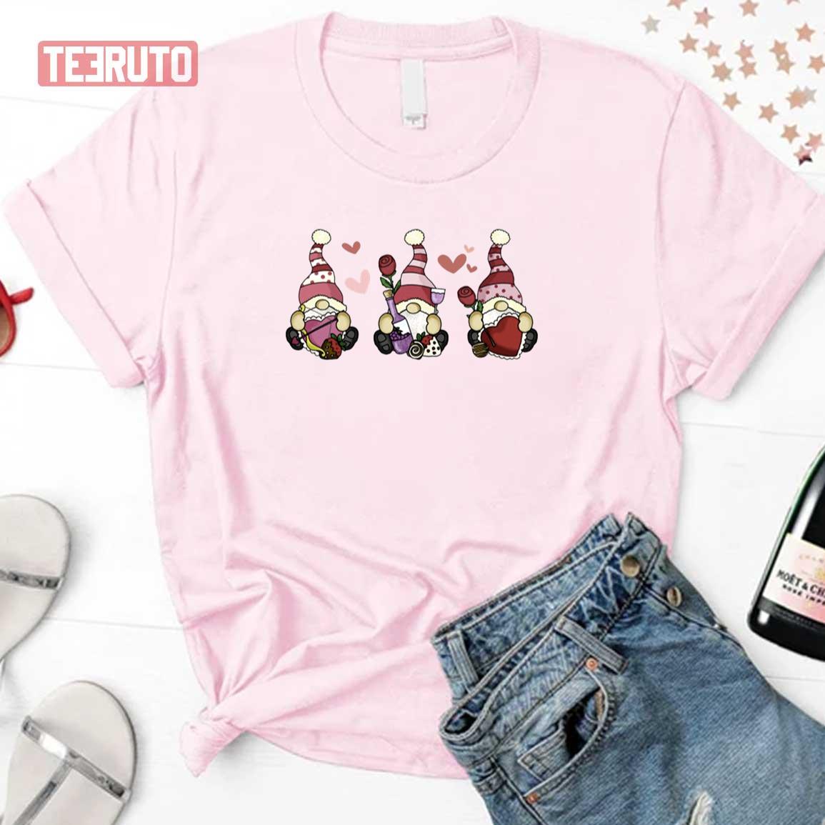 Valentine Gnomes Hearts Cute Unisex Sweatshirt Unisex T-Shirt