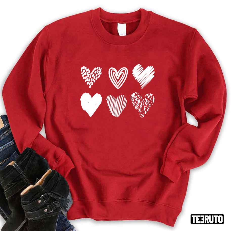 Valentines Day Heart Shapes Draw Unisex Sweatshirt Unisex T-Shirt