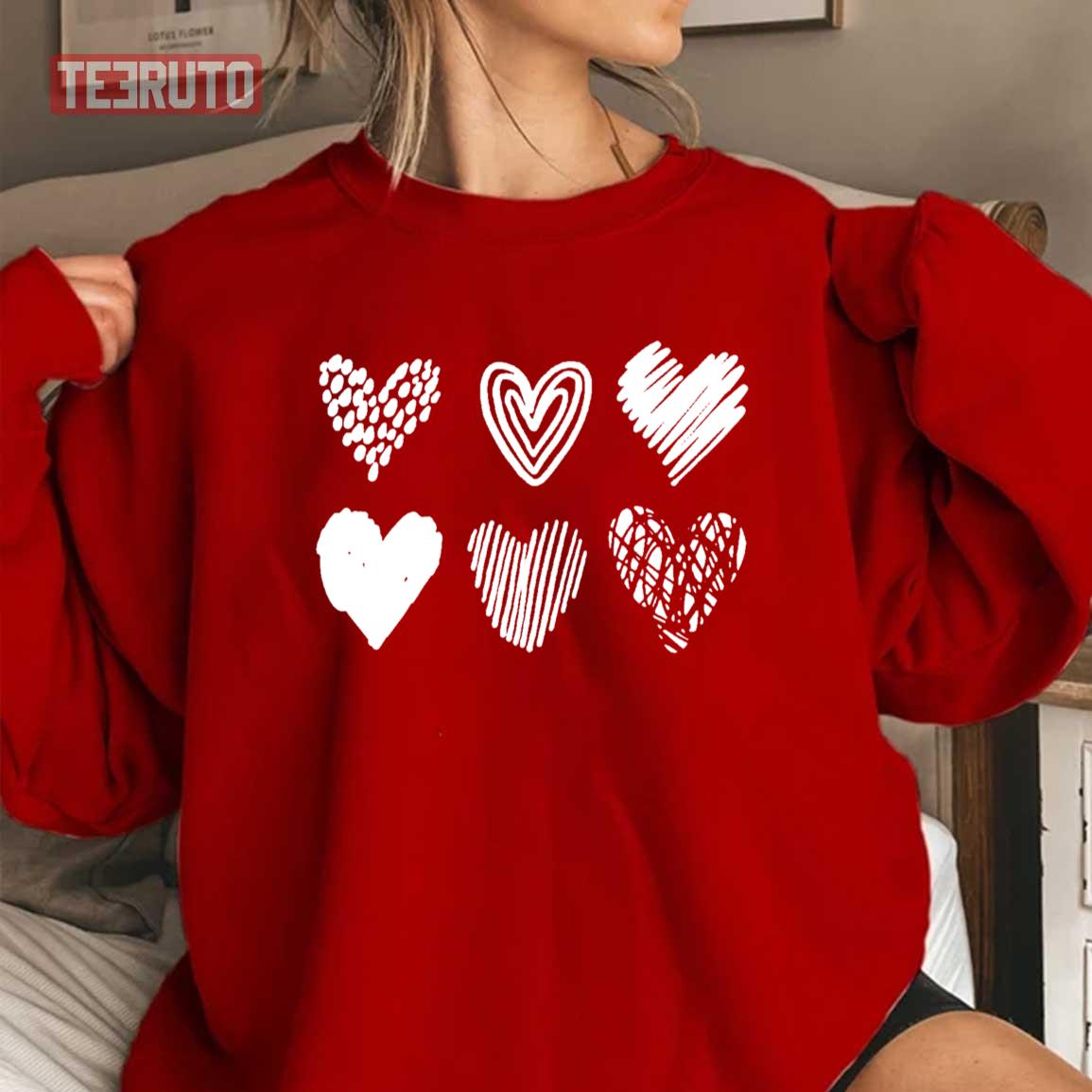 Valentines Day Heart Shapes Draw Unisex Sweatshirt Unisex T-Shirt