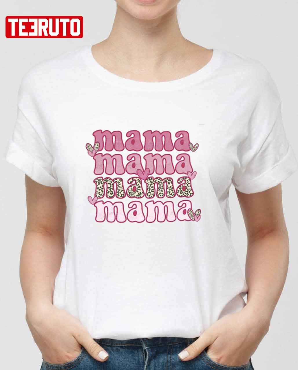 Valentine’s Day Mama Pink Leopard Unisex Sweatshirt Unisex T-Shirt