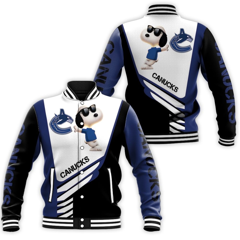 Vancouver Canucks Snoopy For Fans 3d Baseball Jacket