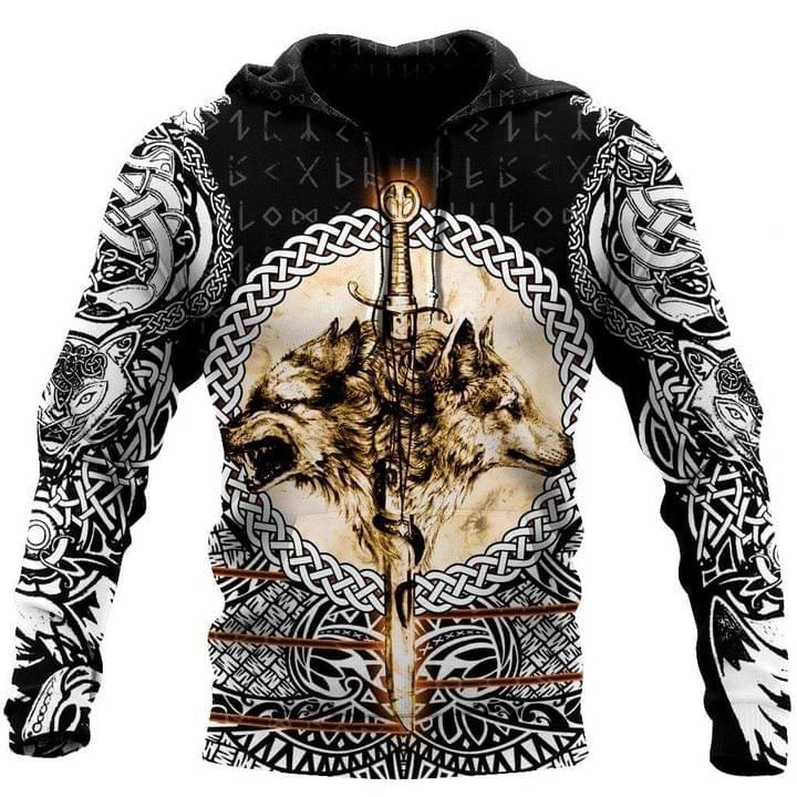 Viking Wolf Full Over Printing 3d Hoodie