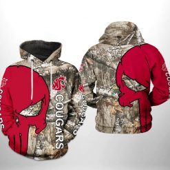 Washington State Cougars NCAA Camo Veteran Hunting 3D Printed Hoodie