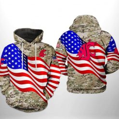 Washington State Cougars NCAA US Flag Camo Veteran 3D Printed Hoodie