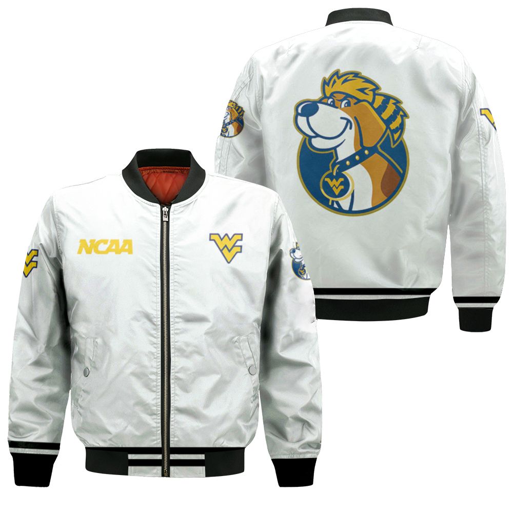 West Virginia Mountaineers Ncaa Classic White With Mascot Logo Gift For West Virginia Mountaineers Fans Bomber Jacket