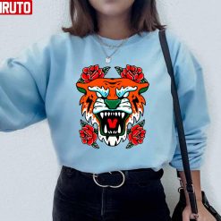 Wild Tiger With Flowers Art Unisex Sweatshirt