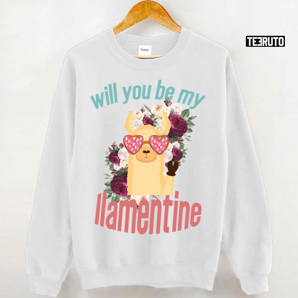 Will You Be My Llamentine For Valentine’s Day Unisex T-Shirt