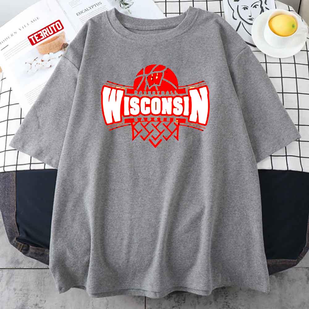 Wisconsin Badgers White Basketball Whiteout Unisex T-Shirt